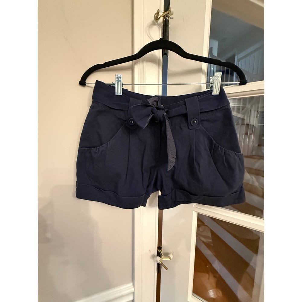 Tocca Navy Blue Belted High Waisted Shorts with Pockets Size 0 Preppy Nautical